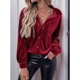 thumbnail image 4 of Women'S Winter Long Sleeve Velvet Cardigan Button Casual Tops Shirt Ladies Tops Green XS, 4 of 7