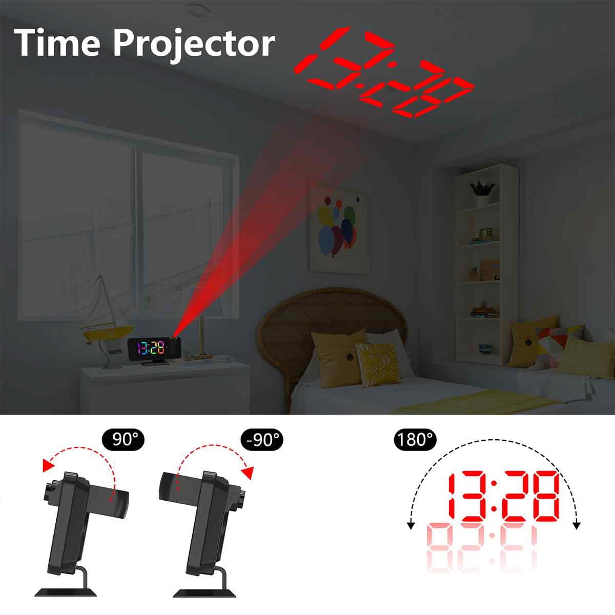 Ceiling Projection Clock U-pick Projection Alarm Clock With RGB Colors | Ceiling Projector ...
