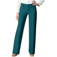 thumbnail image 2 of BiZtdJrK Womens Straight Leg Suit Pants Summer Button High Waisted Business Casual Work Dress Pants Trousers Office Slacks with Pockets Light Blue L, 2 of 6