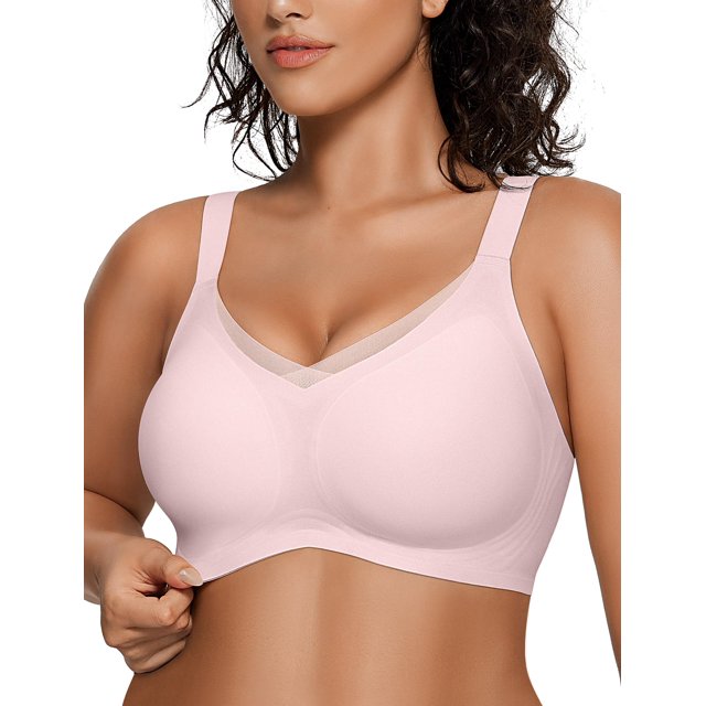 Sujetador inalámbrico OEAK V Mesh Cómodo Bralette 2XL Rosa Mujer