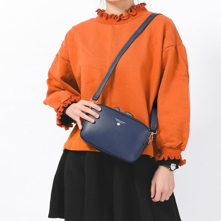 Crossbody Bags for Women Leather Cross Body Purses Cute Design Handbags  Shoulder Bag Medium Size, Dark Blue 
