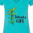 thumbnail image 4 of Inktastic Nebraska Girl Goldenrod Flower Women's V-Neck T-Shirt, 4 of 5