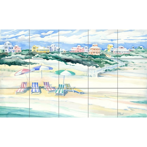 Tile Mural Kitchen Backsplash - Seaside Shade - by Paul Brent