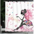 thumbnail image 3 of Ambesonne Fantasy Shower Curtain, Spring Wings Floral Print, 69"Wx70"L, Pale Pink, 3 of 4