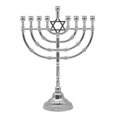 thumbnail image 1 of Vela Menorah Ner Mitzvah plateada para Janucá de 23 cm de altura, 1 of 7