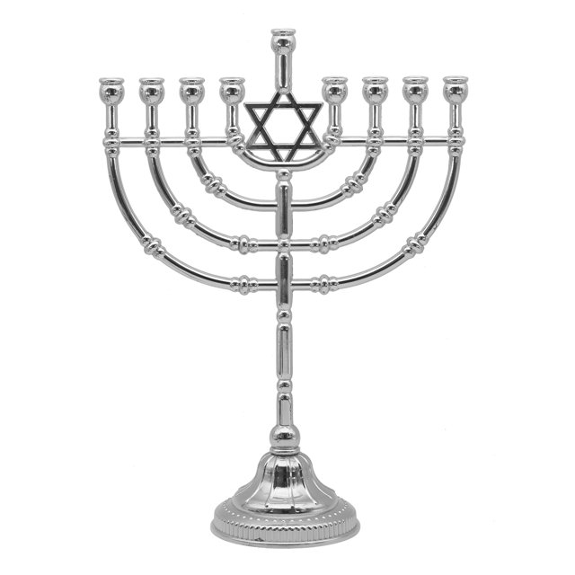 Vela Menorah Ner Mitzvah plateada para Janucá de 23 cm de altura