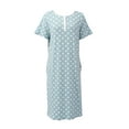 thumbnail image 5 of WBQ Women's Nightgown Short Sleeve Polka Dot Sleepshirts Spring Summer Loungewear House Dress with Pockets Soft Comfy Button Nightshirt Henley Nightdress, Sky Blue S-XXL, 5 of 9