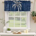thumbnail image 4 of Coconut Palm Tree Valances for Window 2 Pack, Coastal Tropical Botanical Weathered Blue Window Valance Curtains for Kitchen, Rod Pocket Short Curtains for Bathroom Bedroom Decor, 42" x 18", 4 of 9