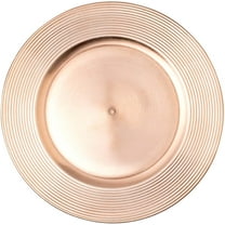 Simply Elegant Concentric Circles Edge Plastic Charger Plate | Service Plate for Parties, Dinner, Weddings, Quinceaneras and Events | 13 inch Diameter | Rose Gold- Gloss Finish | Set of 12
