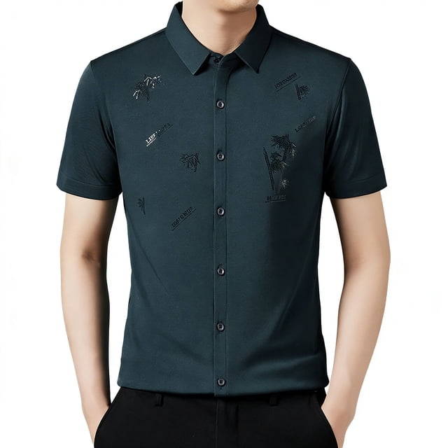 MDUKONU Chemise pour Homme Coupe Régulière Coupe Régulière Chemise de Voyage Anti-Rétrécissement Vert Foncé TTG