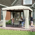 thumbnail image 2 of Outsunny 10' x 10' Outdoor Patio Gazebo w/ Sidewalls, Cream White, 2 of 10