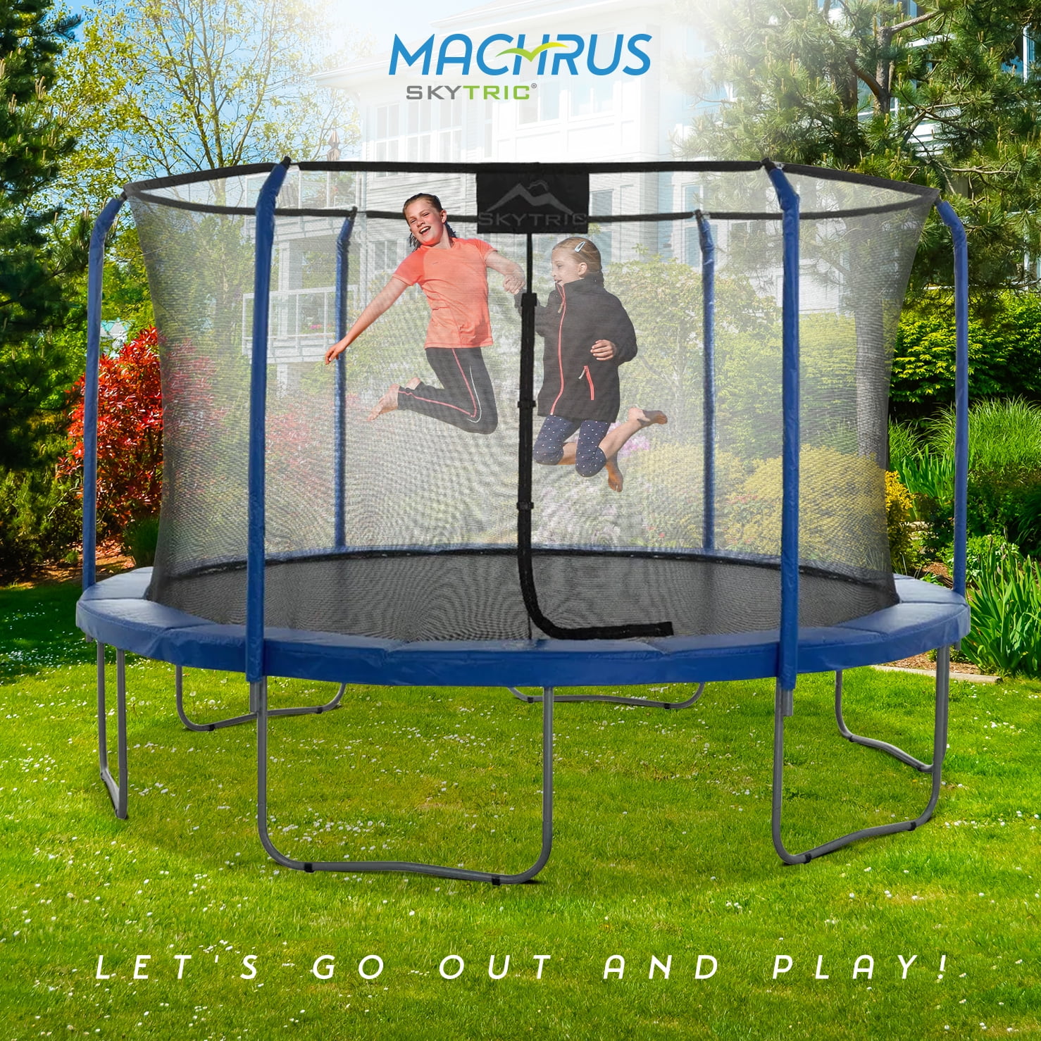 Machrus Skytric 11FT Round Trampoline with Top-Ring Flex Frame Safety Enclosure – Kids, Toddlers & Adults Trampoline – Mini Trampoline with Easy Assembly