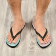 thumbnail image 6 of Unisex Comfort Flip Flops Summer Thong Sandals Non Slip Soles Flip Flop for Beach, Pool, and Daily Wear Pink and Blue Stripes L, 6 of 8