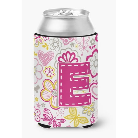 

Letter E Flowers and Butterflies Pink Can or Bottle Hugger