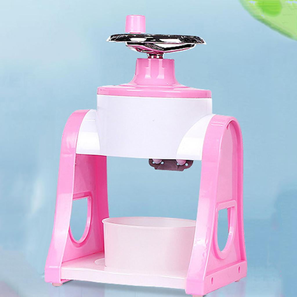 Pink Hand Crank Manual Shaved Ice Maker Machine 9 3/4 Inches 