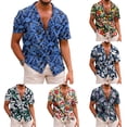 thumbnail image 4 of Men 3D Print Hawaiian Shirt Short Sleeve Blouse Casual Top Cardigan Beach Wear, 4 of 7