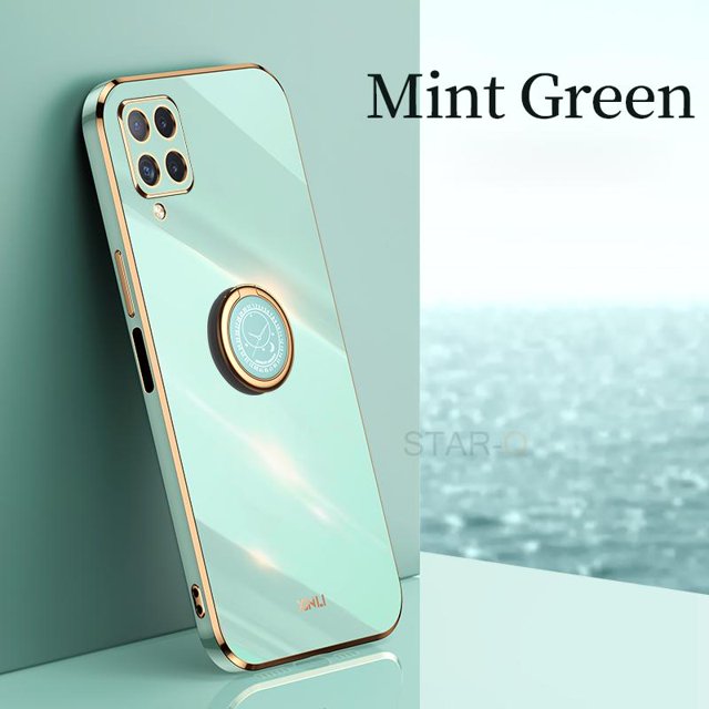 Funda de teléfono cuadrada con soporte de anillo chapado de lujo para Samsung Galaxy A12 A22 4g 5g A51 A71 A31 A21s A50 funda de silicona con soporte A 12 51 Tan Jianjun unisex