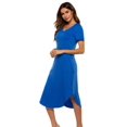 thumbnail image 5 of Women's Nightshirt Short Sleeve Loungewear Plus Size Nightgown V-Neck Sleepwear Pajama Dress S-3XL, 5 of 7