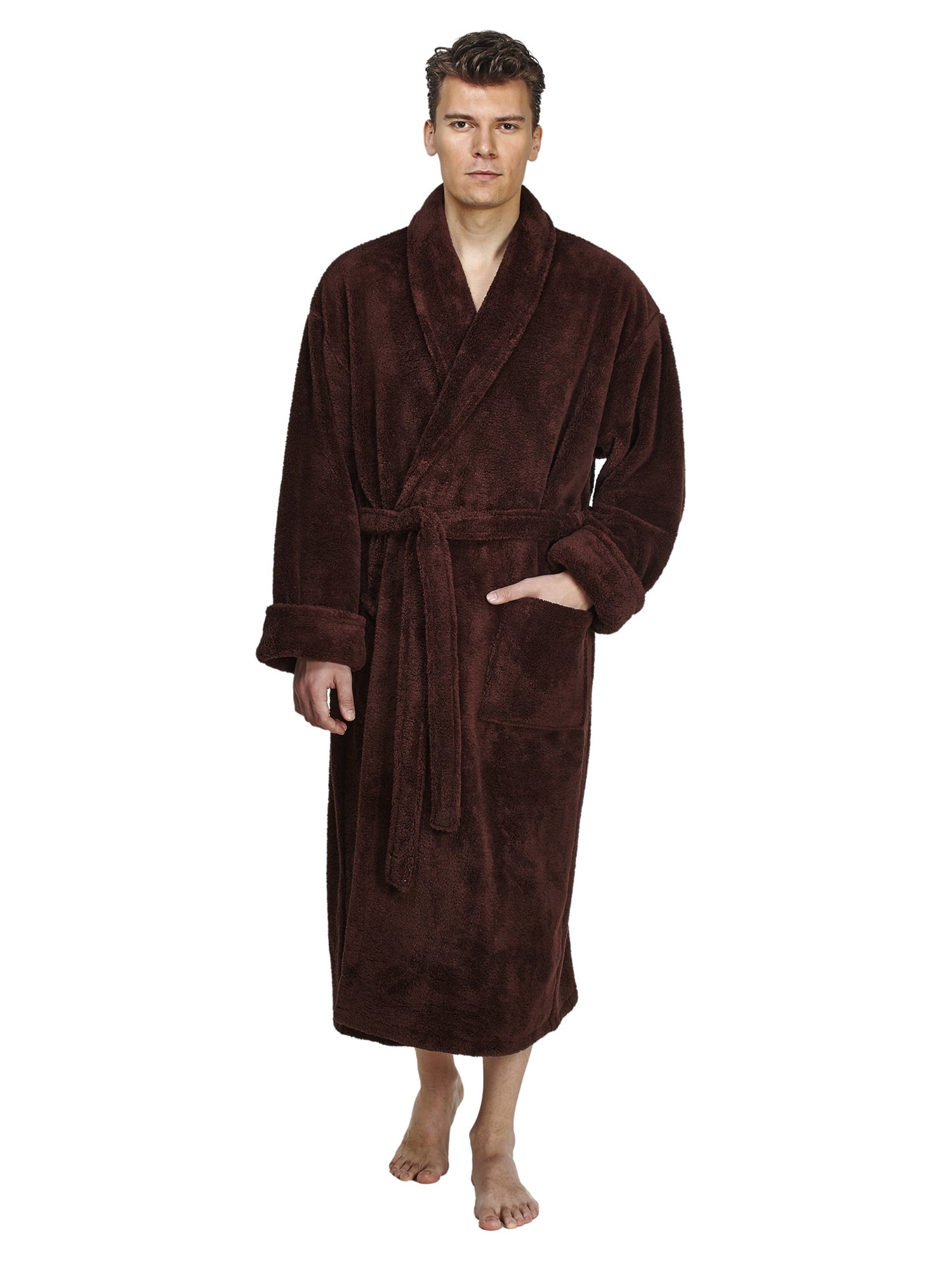 Arus Men's Shawl Collar Fleece Plush Robe Turkish Bathrobe Walmart