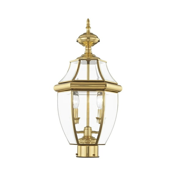 Livex Lighting Monterey 2 Light Outdoor Post Head in Polished Brass