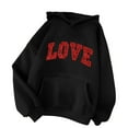 thumbnail image 5 of Pimelu Valentines Sweater Women Valentines Day Hoodies for Women Fashion Love Letter Print Drawstring Hooded Sweatshirt Long Sleeve Oversized Pocket Pullover Hoodies Tops, 5 of 6