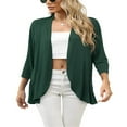thumbnail image 3 of Womens Lightweight Open Front Cardigans 3/4 Sleeve Ruffled Hem Roomy Casual Cardigan Without Button, 3 of 6