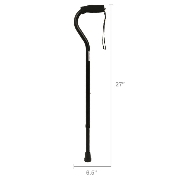 Equate Aluminum Mobility Offset Handle Cane With Foam Handles, Adjustable  Height, Black 