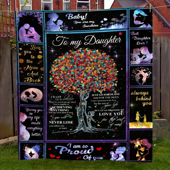 [To My Daughter Tree Blanket] 1pc To My Daughter Tree Blanket Dad Mom Gifts For Daughter Blanket Soft Flannel Sofa Blanket Nap Throw Blanket