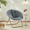 thumbnail image 5 of GIANNA Faux Fur Folding Saucer Chair, Comfy Lounge Chairs for Bedroom Living Room Flexible Folding Seating, Grey, 5 of 5