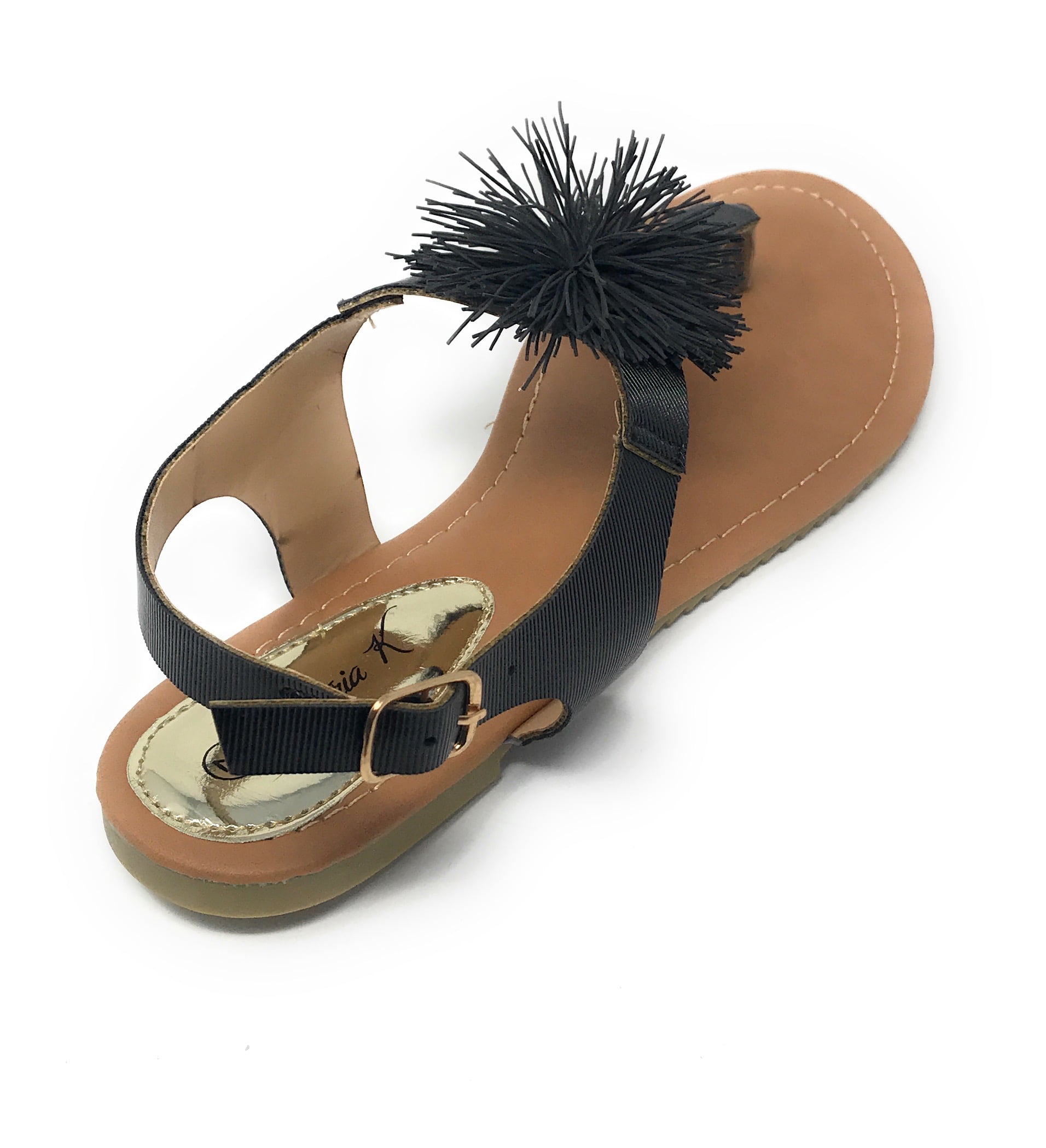 Victoria K Women's PomPom With Side Buckle Sandals