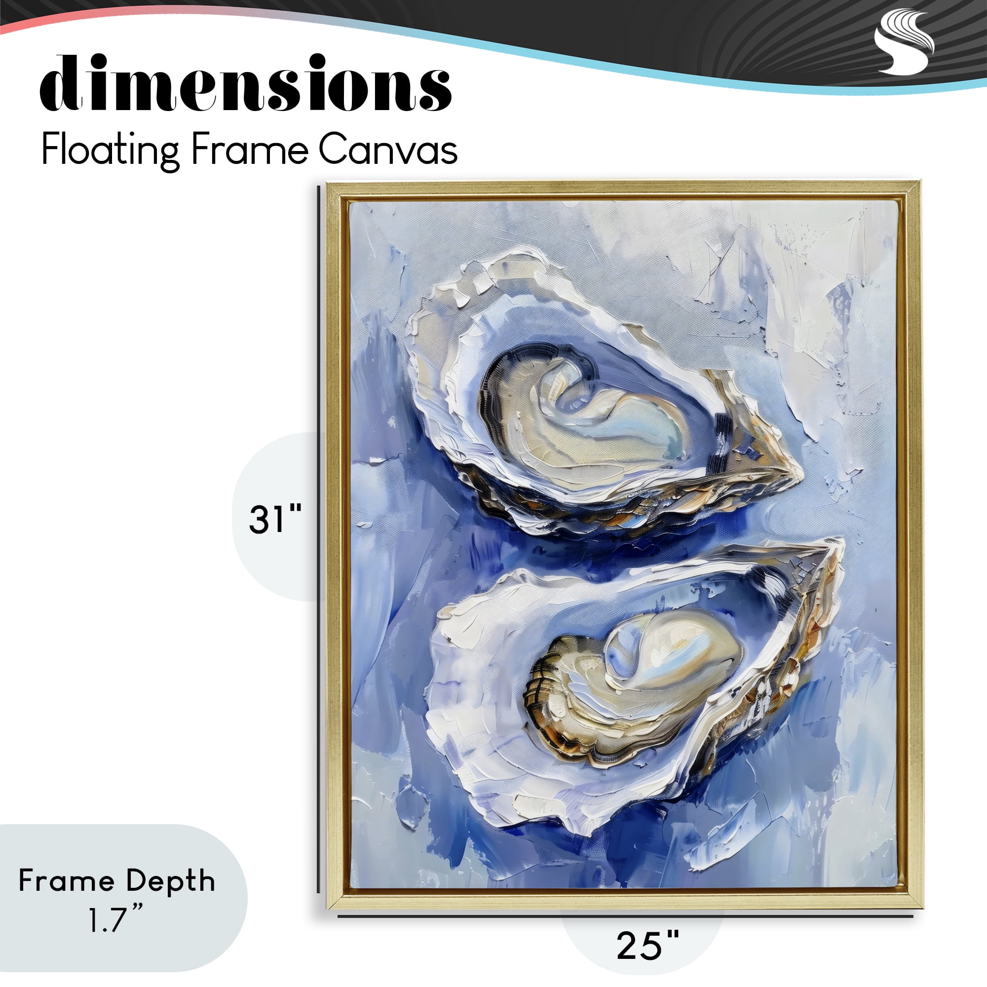 Stupell Industries Coastal Oysters in Pearlescent Light Gold Framed Floater Canvas Wall Art, design by Creative Studio