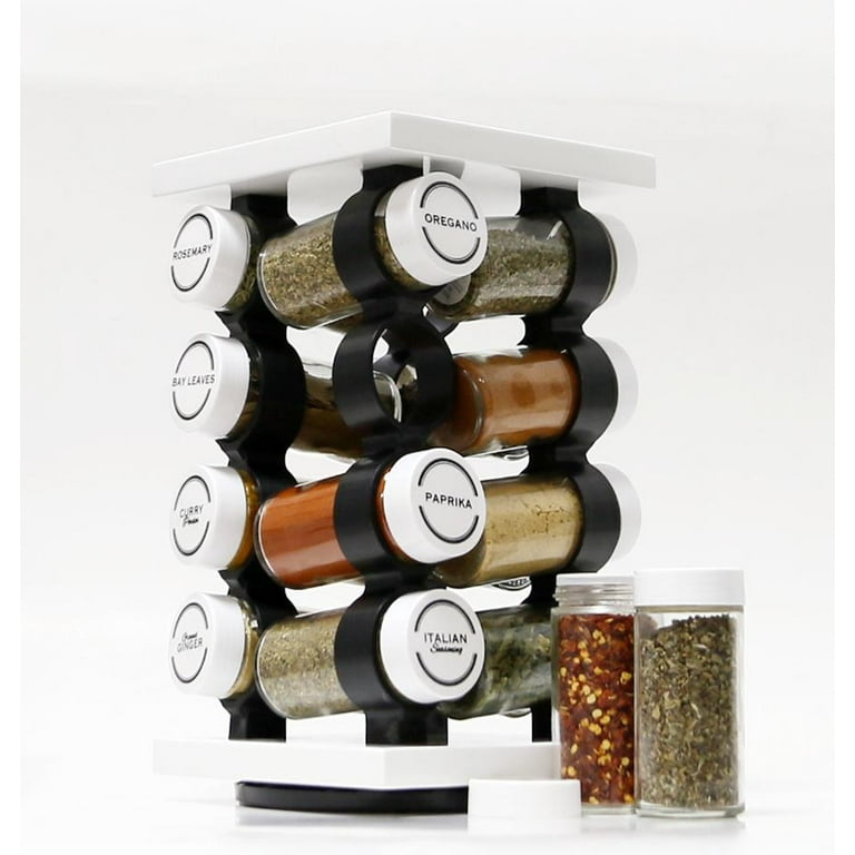 16 Jar Spice Rack Set White