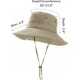 thumbnail image 6 of Muryobao Men Sun Hat Summer Wide Brim UPF 50+ Breathable Boonie Hats Waterproof Foldable Safari Cap Khaki, 6 of 7