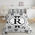 thumbnail image 2 of spefrowx Monogram R Bow Queen Comforter Set for Girls, Cartoon Stripe Love Heart Comforter Sets Queen, Black Reversible, 3-Piece, 1 Comforter and 2 Pillowcases, 2 of 6