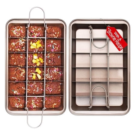 Non Stick Brownie Pans with Dividers, Diveded Brownie Pan, Make of High Carbon Steel,Size 12 x 8 x 2 inches
