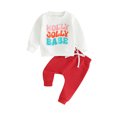 thumbnail image 2 of Toddler Baby Boys Girls Christmas 2Pcs Outfits 6M 12M 18M 24M 3Y Long Sleeve Letter Print Loose Sweatshirt + Drawstring Pants Sets Infant Casual Fall Clothes, 2 of 9