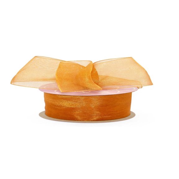 5/8" Wide Butterscotch Shimmer Sheer Organza Ribbon - 25 Yards (1459)