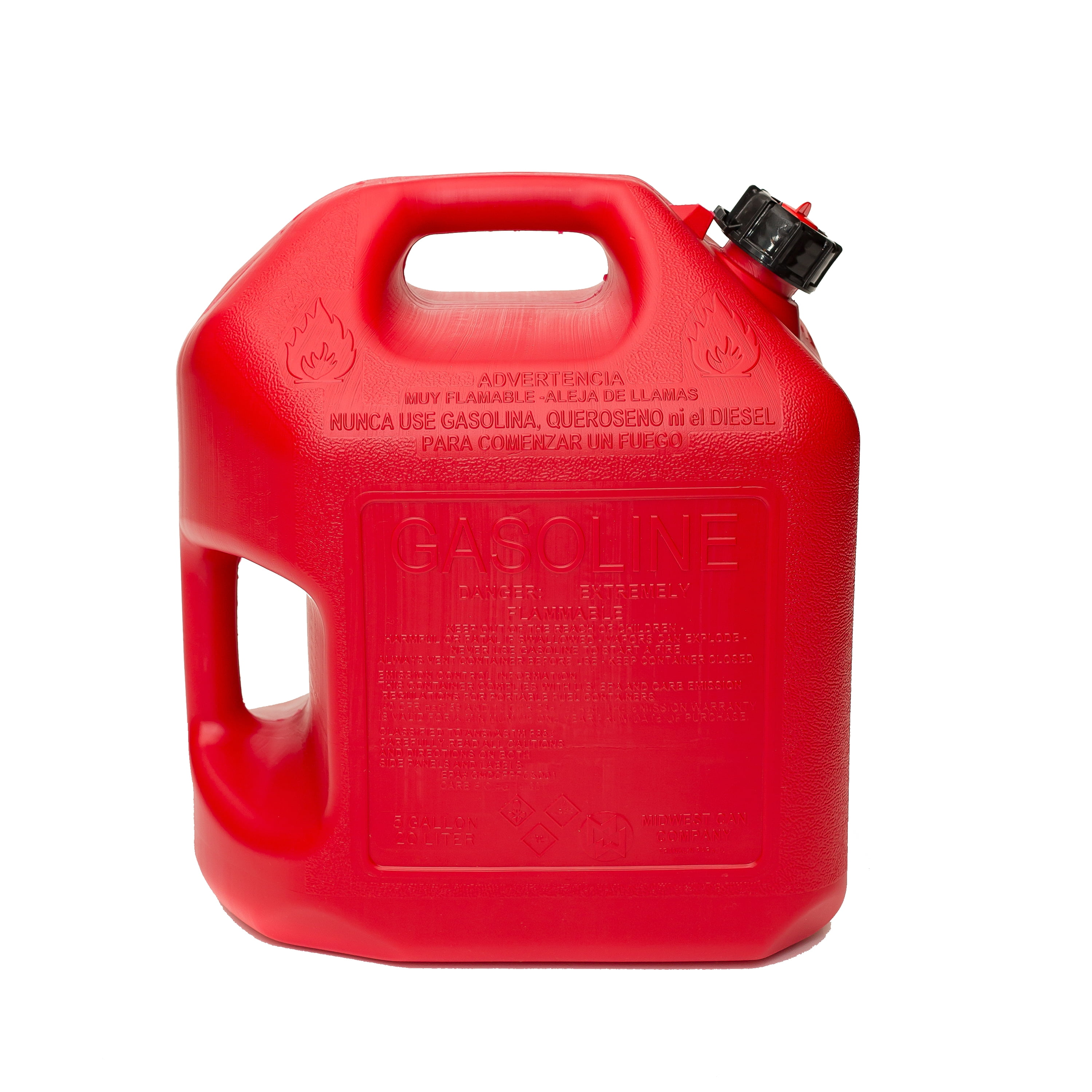 (4 pack) Midwest Can Company, 5 Gallon Capacity Gas Can with Flame Mitigation Device, Red