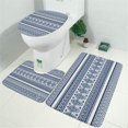 thumbnail image 2 of Blue and White Geometric Striped Pattern Bathroom Rugs Sets 3 Piece,Toilet Cover Set,Absorbent Non Slip Bathroom Mats Sets with U-Shaped Contour Rug Toilet Rug Set, 2 of 5