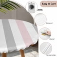 thumbnail image 5 of Pink Grey Stripe Round Fitted Tablecloth with Elastic Edge, Waterproof Table Cloth Table Cover for 55"-60" Tables, Modern Farmhouse Vertical Striped Tablecloths for Dining Picnic Indoor Outdoor, 5 of 9