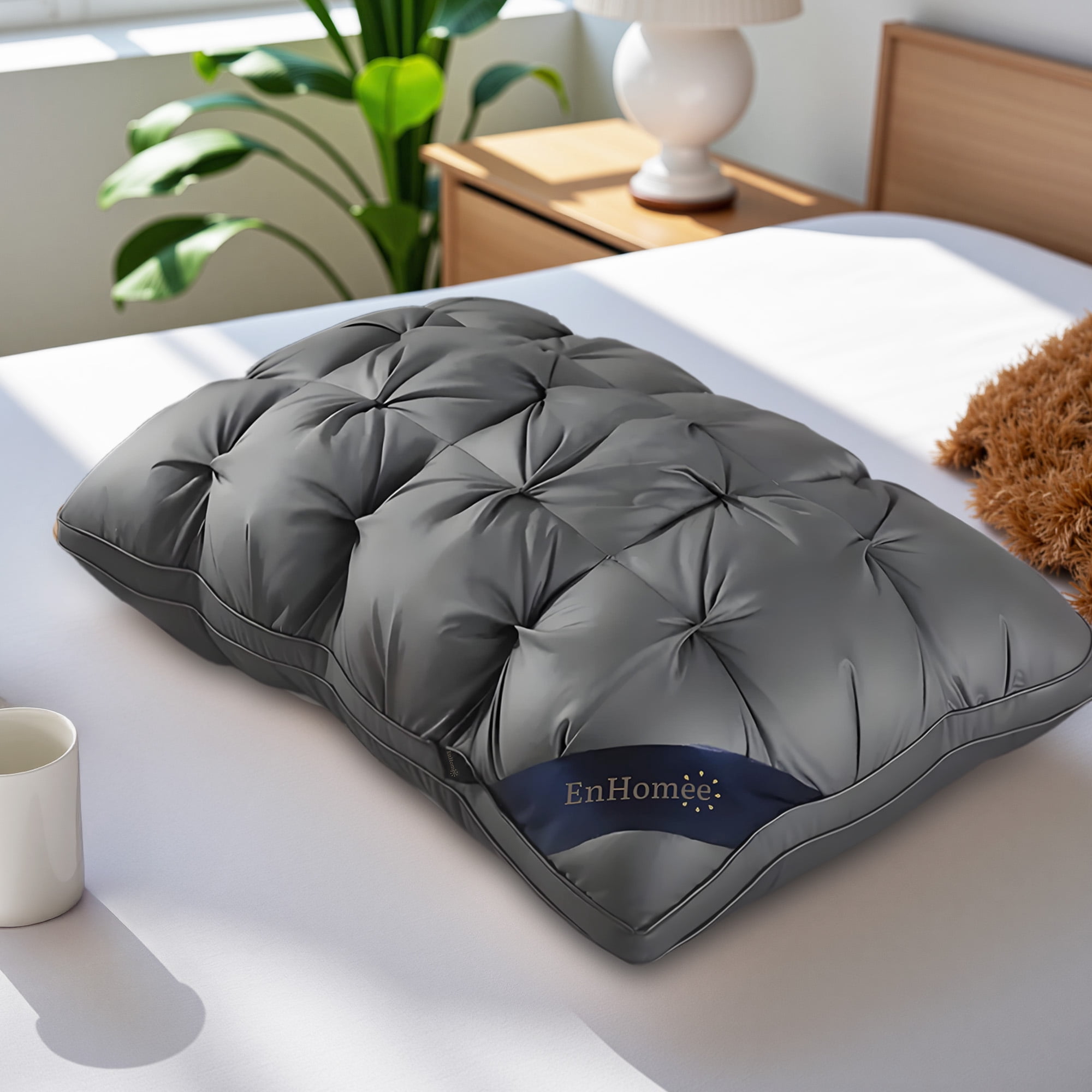 Bed Pillows 2-Pack Luxurious Hotel-Quality Pillows,Resistant to Flattening, All-Season,Dark Gray