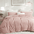 thumbnail image 3 of JOLUSERE Soft Pink Fluffy Striped Duvet Cover King Set, 3-Piece Super Soft Faux Rabbit Fur Winter Warm Fuzzy Comforter Cover, 3 of 16