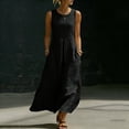 thumbnail image 2 of QIYAGBSA Sleeveless Maxi Dress for Women, Loose Fit Round Neck with Pockets for Summer Vacation, 2 of 8