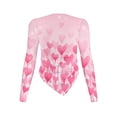 thumbnail image 2 of Xoenoiee Pink Heart Love Star Print Women Long Sleeve Top Irregular Hem Crewneck Shirt Valentine's Day Going Out Tops Y2k Clothes Fall Winter Outfits Plus Size, S, 2 of 7