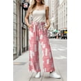 thumbnail image 3 of GIRUNS Women's Wide Leg Pants High Waist Adjustable Knot Casual Loose Trousers With Pockets Business Work Casual Pants Pink White Square 2XL, 3 of 6