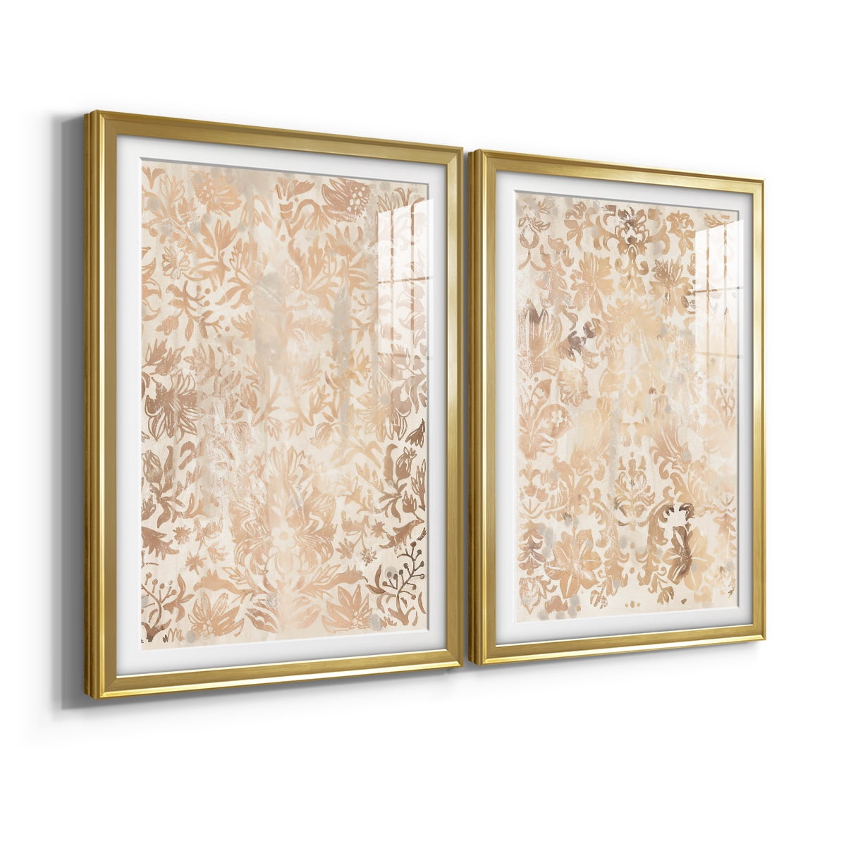 Wexford Home Walnut Damask I Premium Framed Print, 18.5" x 24.5" - Ready to Hang, Gold (Set of 2)