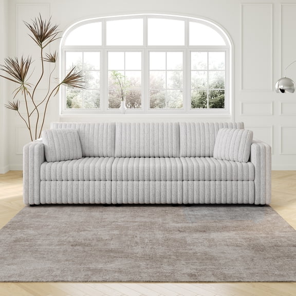 LiviNest Modular 3-Seater Sofa: Space Saving Sectional with Storage & Convertible Function - Modern Light Gray Fabric Upholstery for Small Apartments & Living Rooms