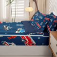 thumbnail image 5 of Manfei Cartoon Ambulance Zipper Full Size Comforter Sets with Fitted Sheet and 2 Pillowcases,Police Car Pattern Zipper Bedding Set,Blue,Navy Blue Reversible,4pcs, 5 of 8