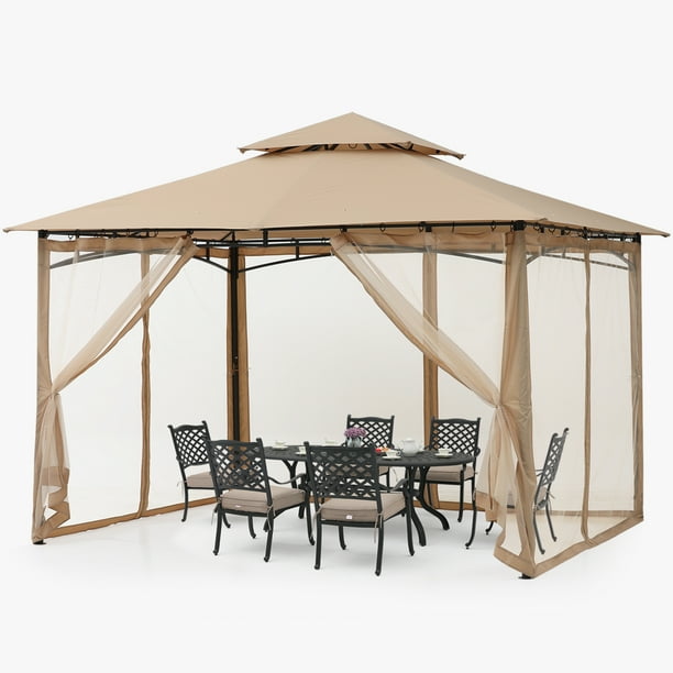 Abccanopy 10x12 Patio Gazebos For Patios Double Roof Soft Canopy Garden Gazebo With Mosquito Netting Shade And Rain Khaki Com - Abccanopy 10 X 12 Patio Gazebo Canopy Abccanopy 10x12 Patio Gazebos For Patios Double Roof Soft Canopy Garden Gazebo With Mosquito Netting Shade And Rain Khaki Com - Abccanopy 10 X 12 Patio Gazebo Canopy