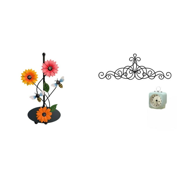 Dispensador De Toallas De Papel Con Diseño Floral, Antideslizante, Vertical, Con Soporte Para Pañuelos, Placa Decorativa De Metal Para Pared, Ideal Para El Hogar, Patio, Interiores Y